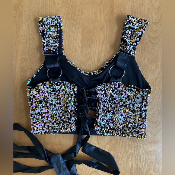 Multi colored sequin crop top - Picture 8 of 11